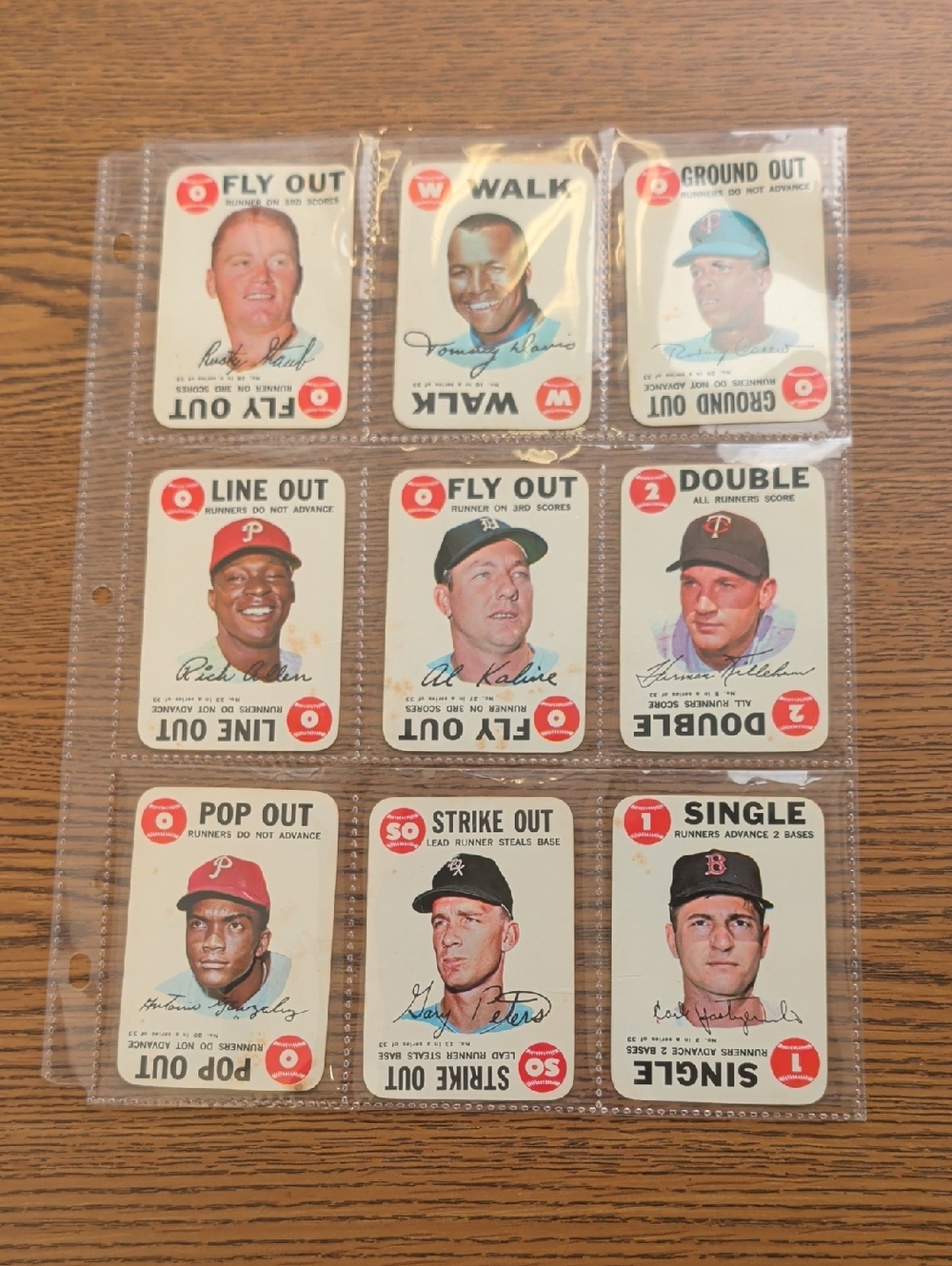 Vintage 1968 Baseball Card Game Action Cards - Assorted Red, White and Black